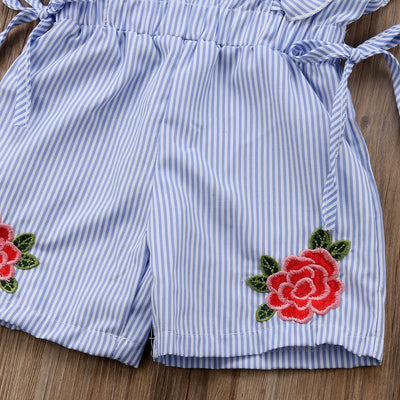 Floral Stripe Ruffle Romper