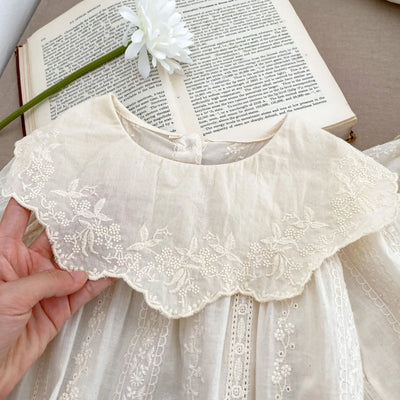 Cream Flower Embroidery Dress