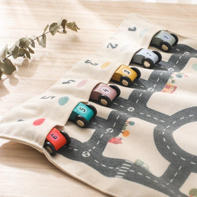 Reversible Traffic Road Map & Wooden Cars