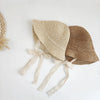 Beige Lace & Straw Tie Up Hat