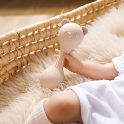 Beige Bear Silicone Sand Rattle