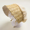 Brown Lace Up Straw Bonnet Cap