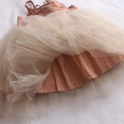 Orange Backless Tie Up Tutu Dress