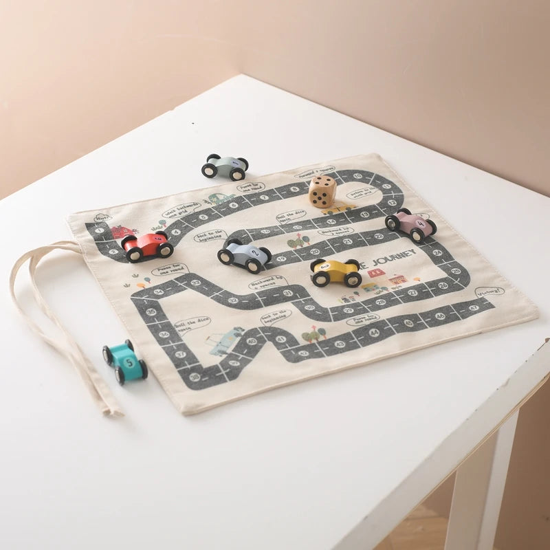 Reversible Traffic Road Map & Wooden Cars