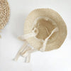 Beige Lace & Straw Tie Up Hat