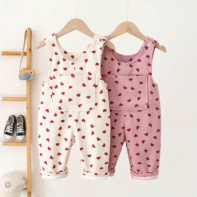 Pink Heart Corduroy Dungarees