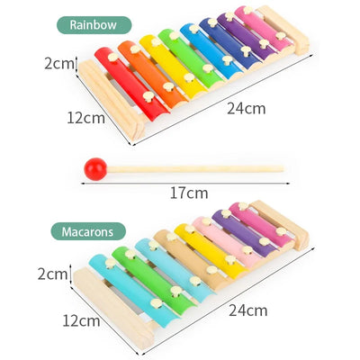 Wooden 8 Tones Multicolor Xylophone Instruments