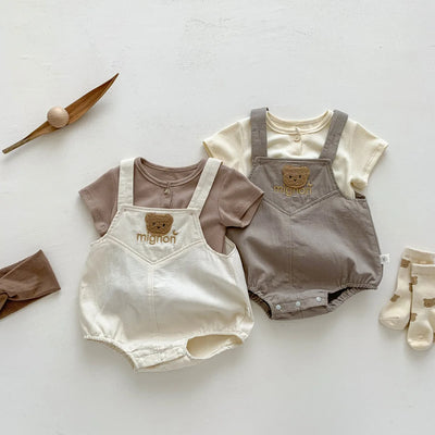 2pcs T-shirt & Bear bodysuit